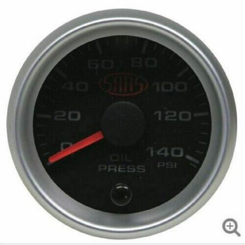 SAAS Oil Pressure 0>140PSI 52mm Analog Gauge Black Face Silver Rim 4 Colour
