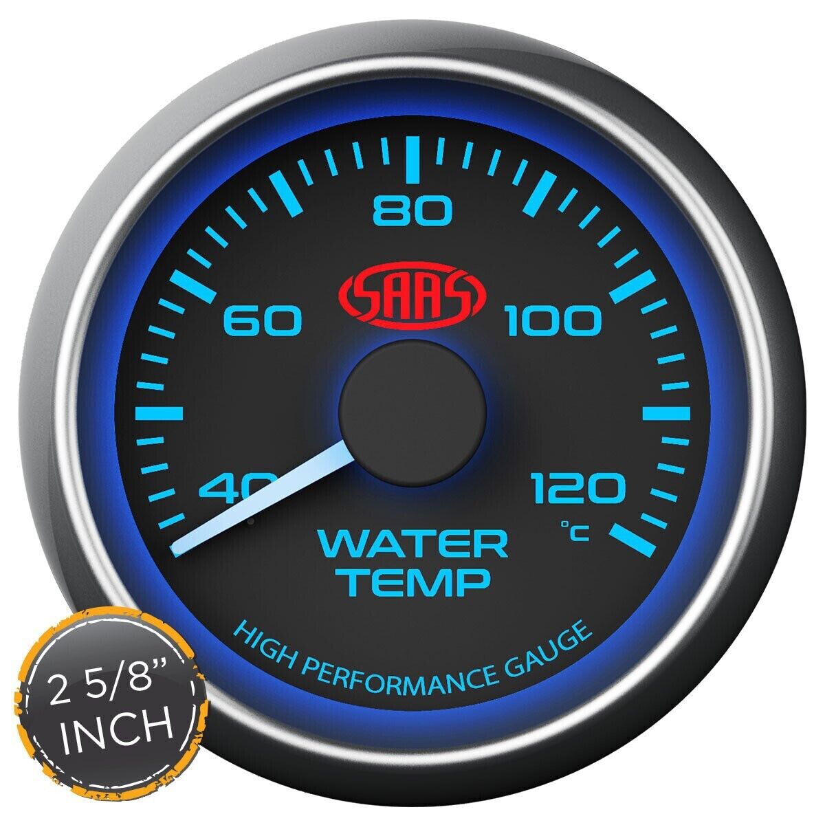 SAAS SG-WT258B Performance Water Temp 67mm 2/ 5/8in 40>120Deg Analog Gauge Black