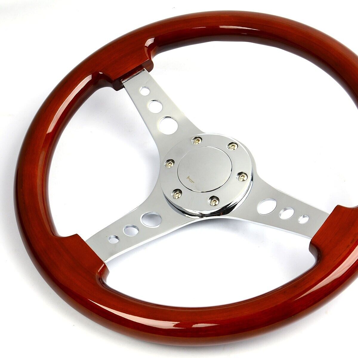 SAAS Steering Wheel Wood 350mm ADR Logano Chrome Spoke & Button