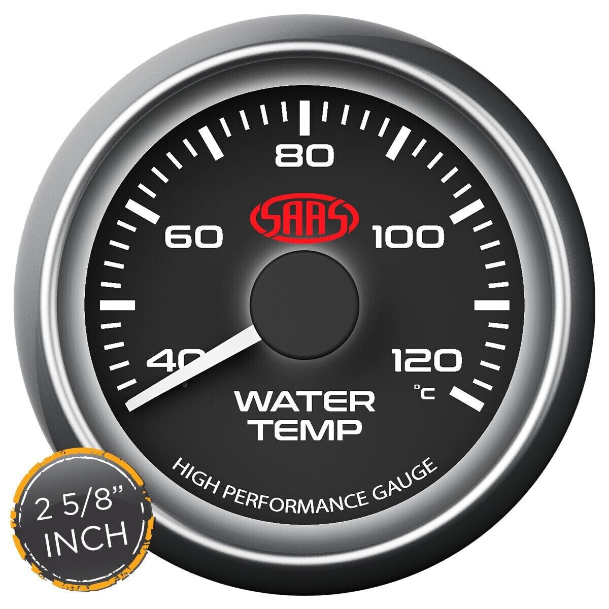 SAAS SG-WT258B Performance Water Temp 67mm 2/ 5/8in 40>120Deg Analog Gauge Black