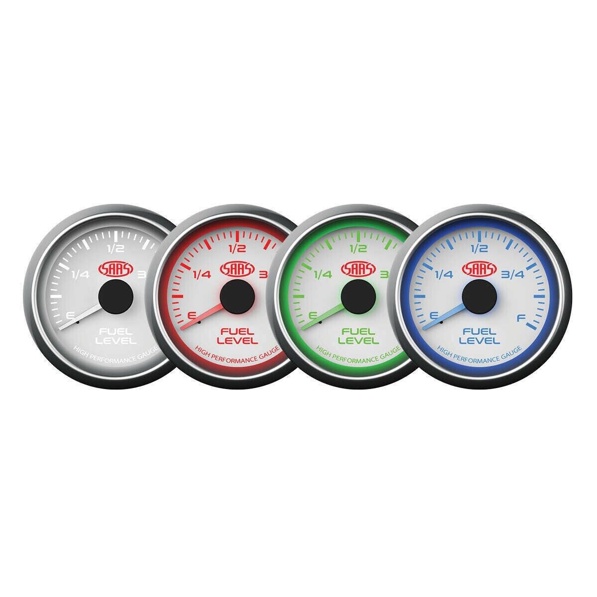 SAAS Fuel Level Gauge & Sender Unit 52mm/2" White Muscle Series with Tank Sender
