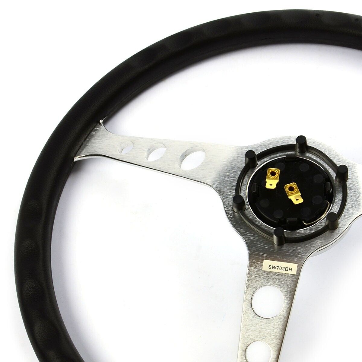 SAAS Steering Wheel Poly 380mm ADR Classic Brushed Alloy With Holes