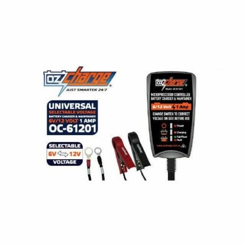 OzCharge 6 /12 Volt 1 Amp Battery Charger Trickle Maintainer for Car/Motorbike
