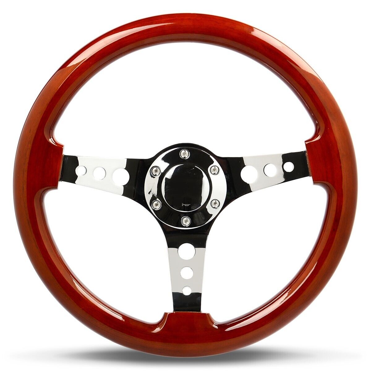 SAAS Steering Wheel Wood 350mm ADR Logano Chrome Spoke & Button