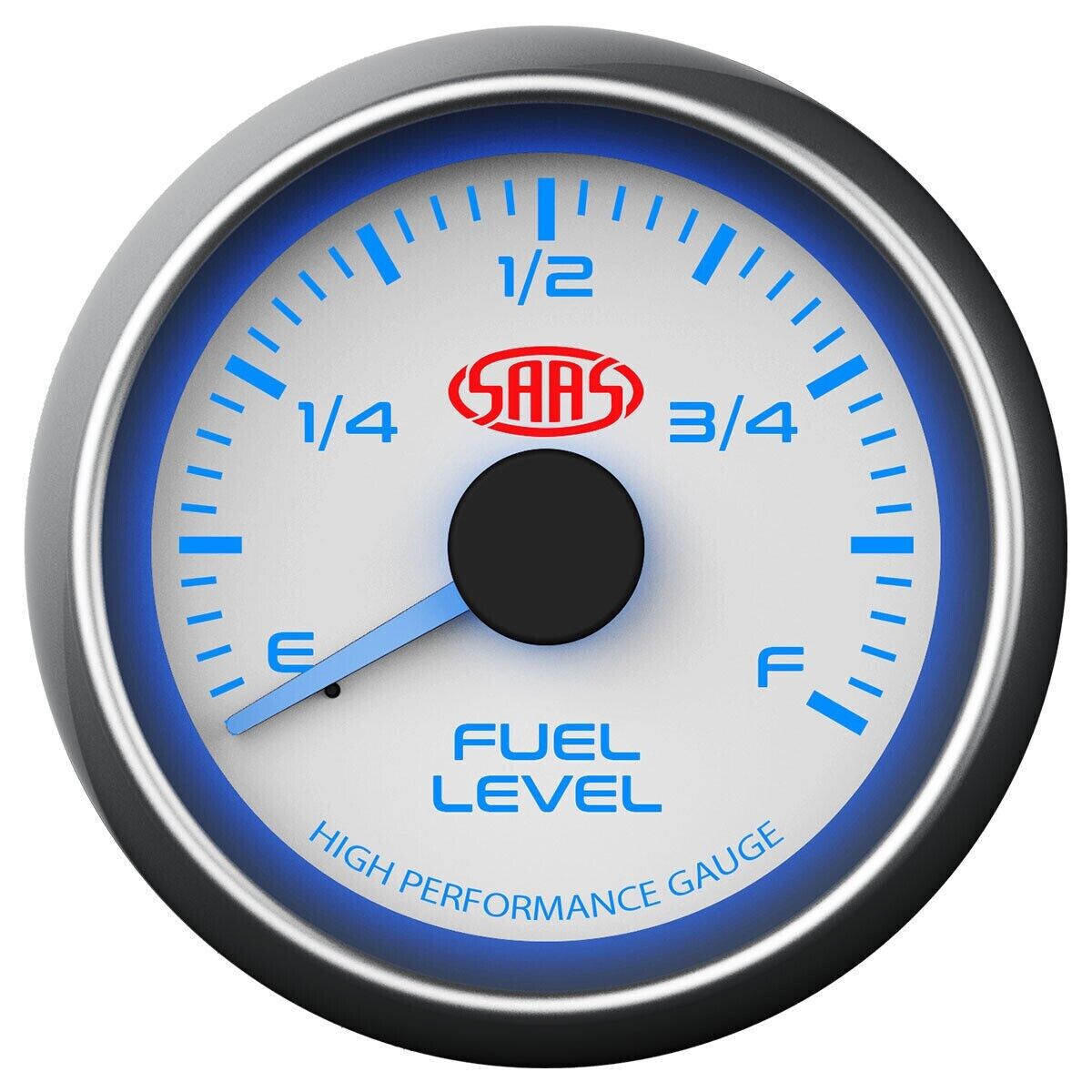 SAAS Fuel Level Gauge & Sender Unit 52mm/2" White Muscle Series with Tank Sender