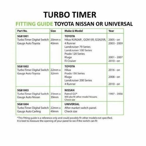 SAAS SG81801 Turbo Timer Digital Switch Gauge for Toyota Hilux KUN26R 2005 >