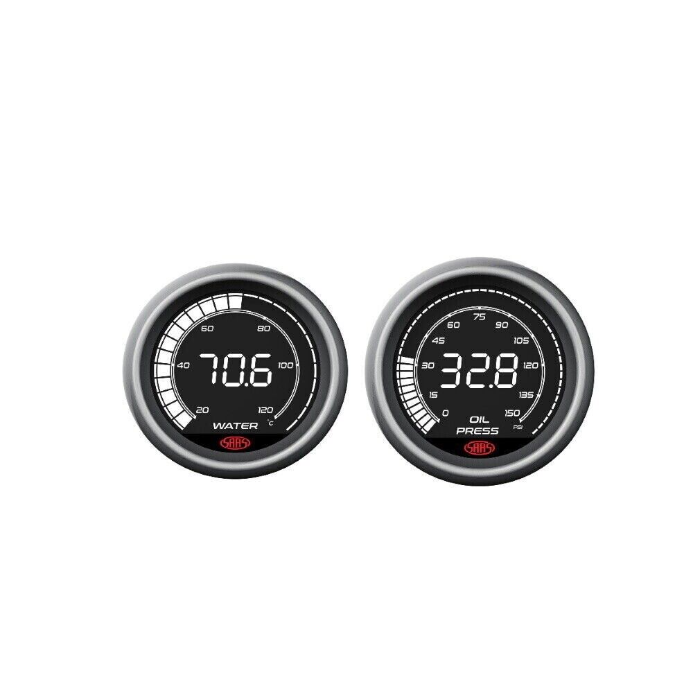 SAAS Muscle Digital Series Water Temp 20-120Deg Oil Pressure 150 psi Gauge 52mm