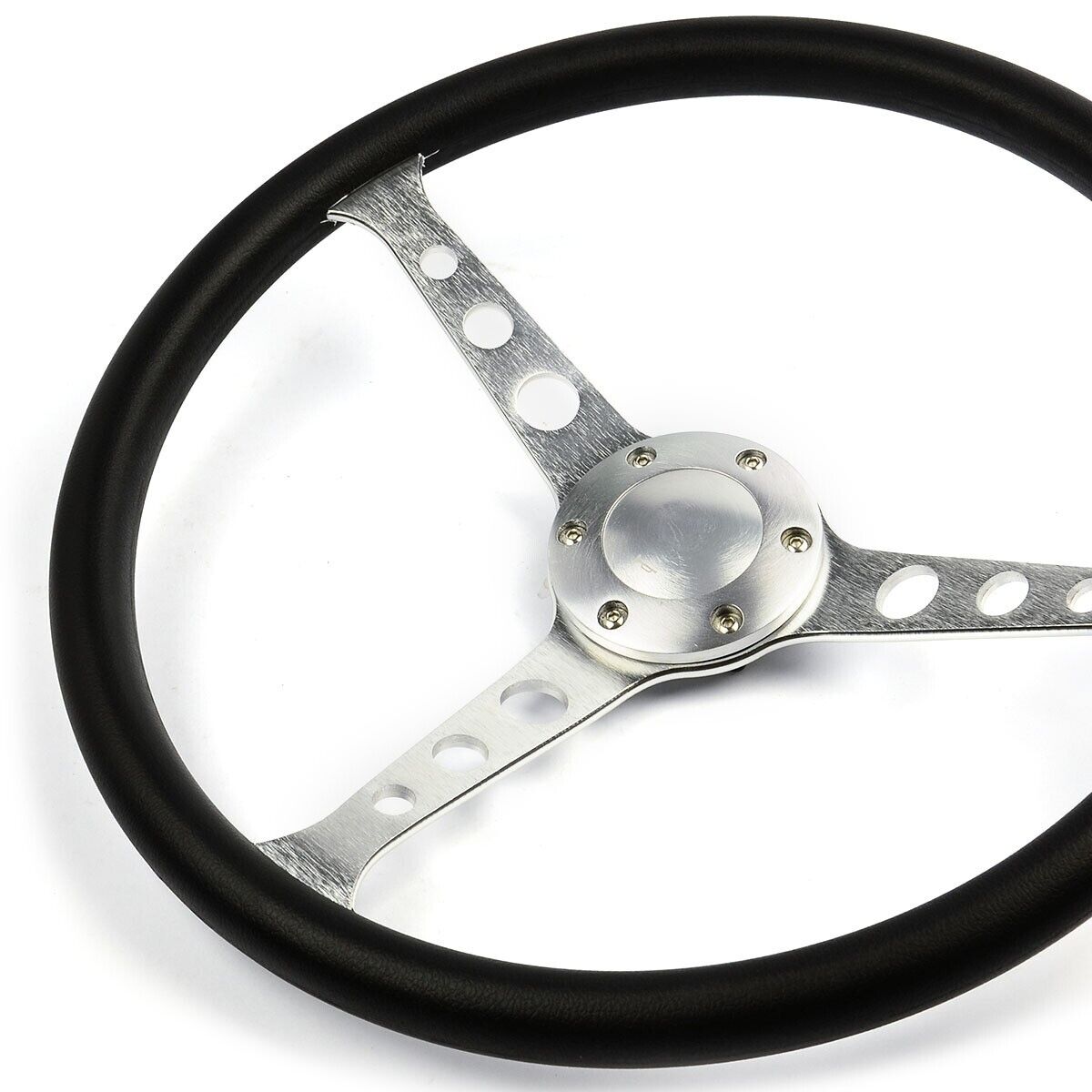 SAAS Steering Wheel Poly 380mm ADR Classic Brushed Alloy With Holes