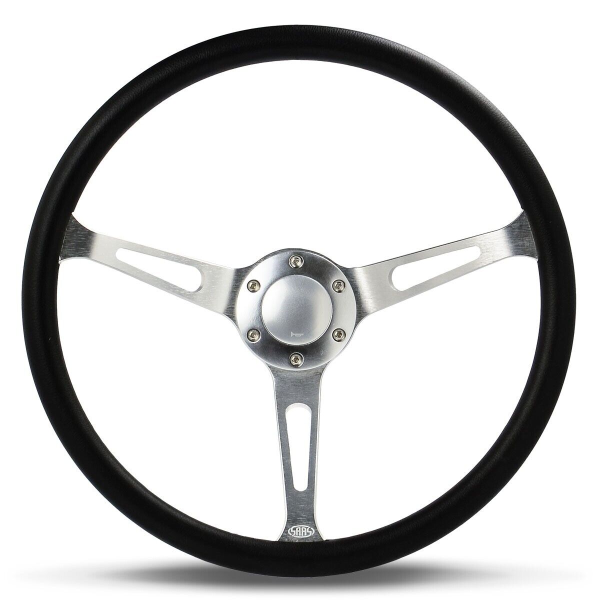 SAAS Steering Wheel Poly 380mm Classic Deep Dish Brushed Alloy Slotted
