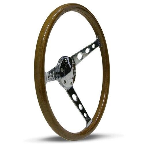 SAAS Steering Wheel Wood 380mm ADR Classic Chrome With Holes
