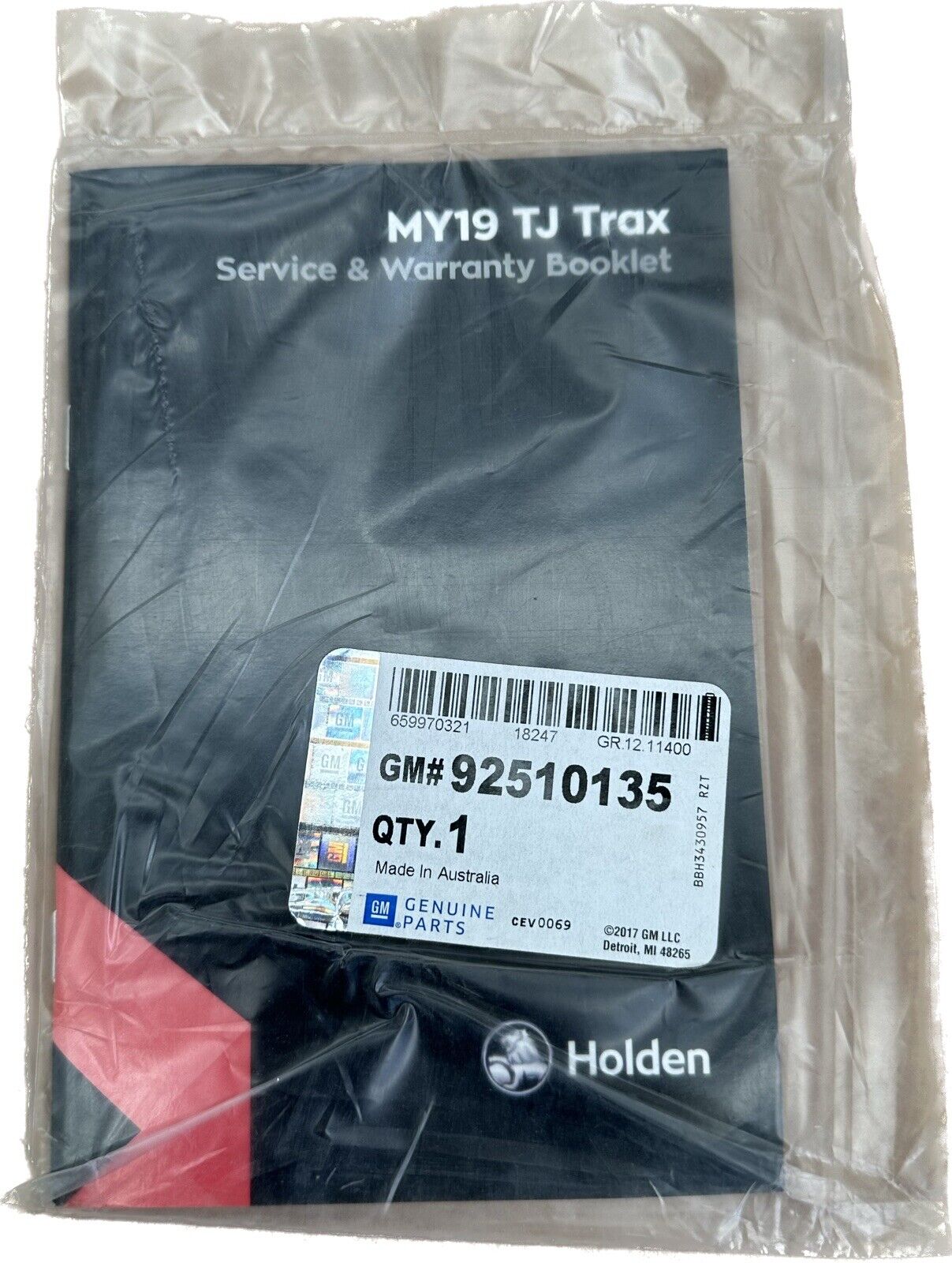 Service & Warranty Booklet For MY19 TJ Holden Trax