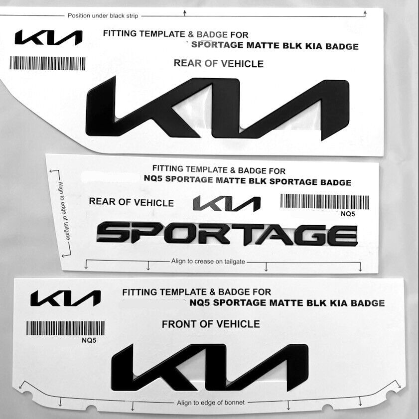 Brand New Genuine NQ5 Kia Sportage Matte Black Badge Kit Front & Rear Blackout