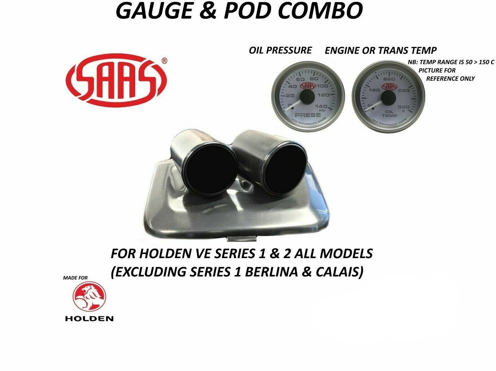 Gauge Dash Pod Gauge Package for Holden VE Omega SV6 Series 1/2 Oil Temp & Press