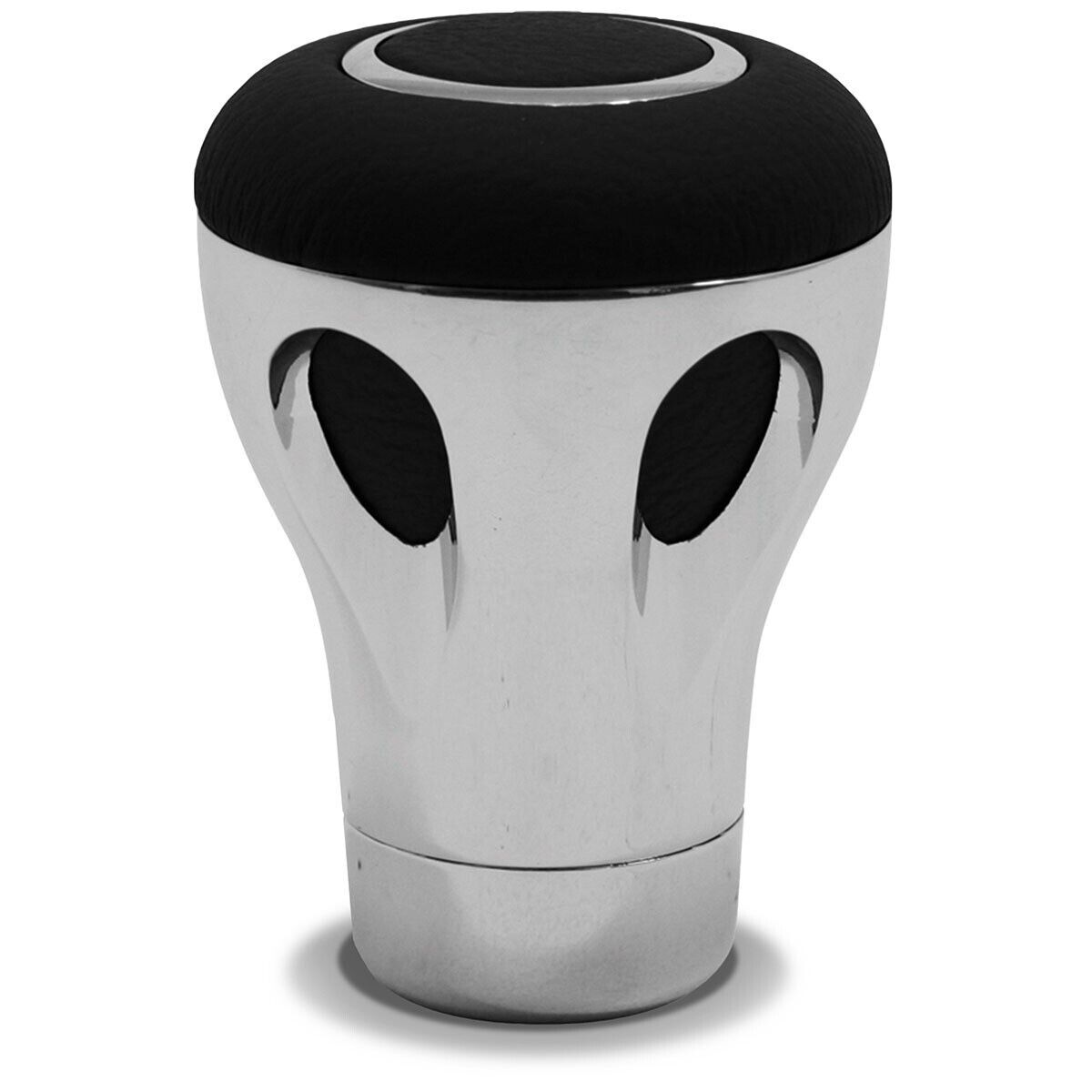 SAAS Manual Chrome Gear Knob - Black Leather inserts Universal Fit 20530B