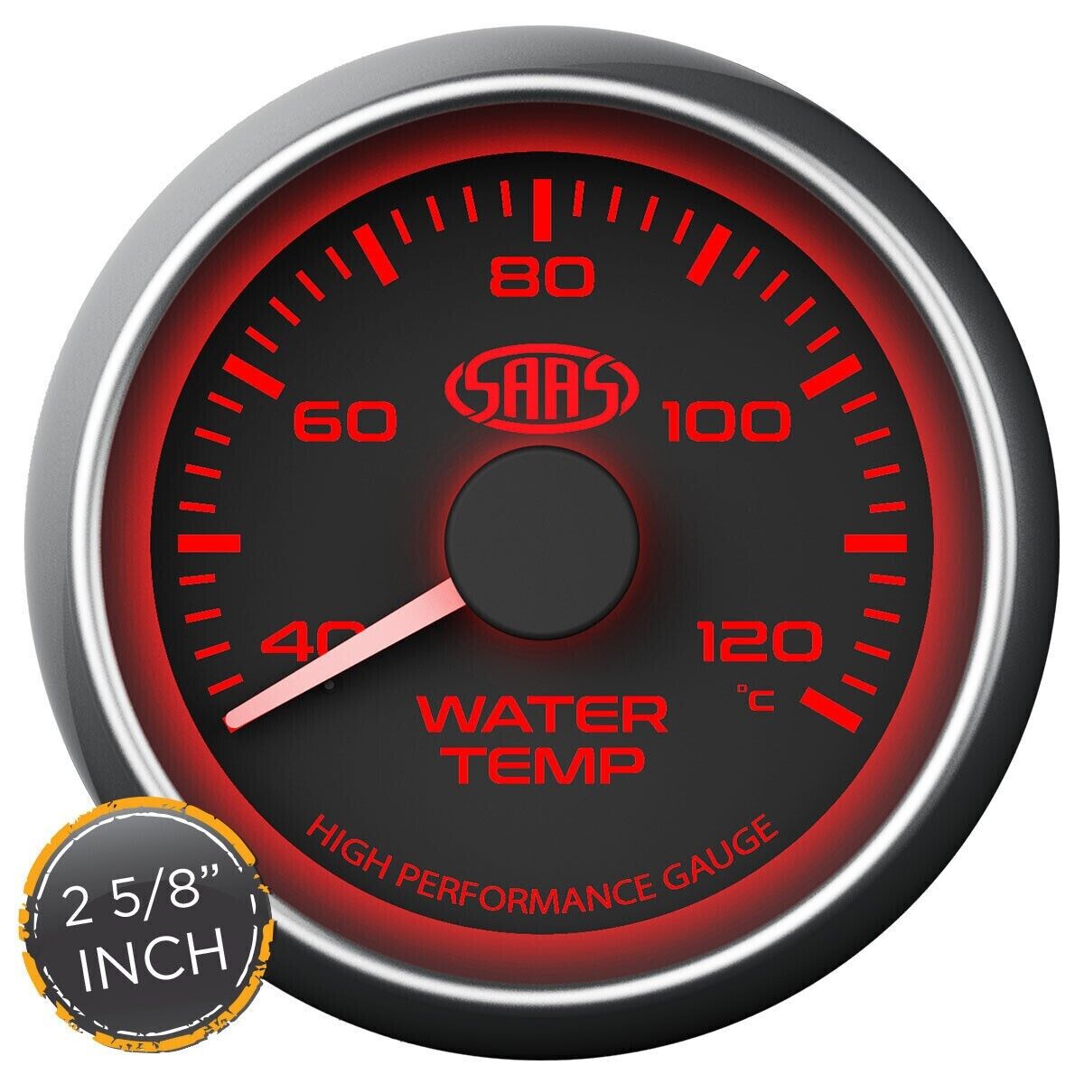 SAAS SG-WT258B Performance Water Temp 67mm 2/ 5/8in 40>120Deg Analog Gauge Black