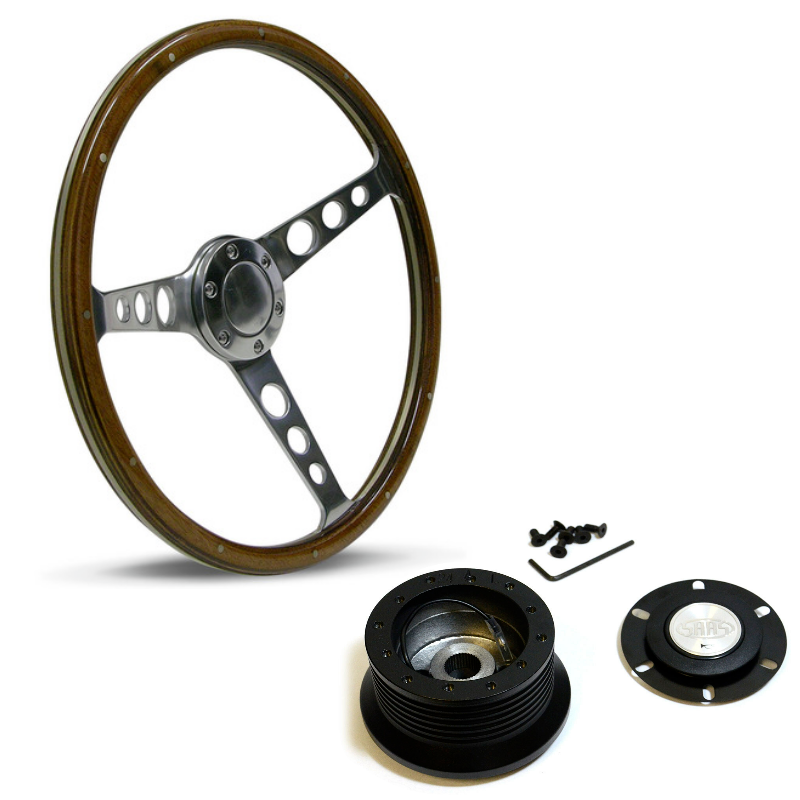 SAAS Classic Wood 15" Steering Wheel & Boss Kit For Ford Fairlane & LTD