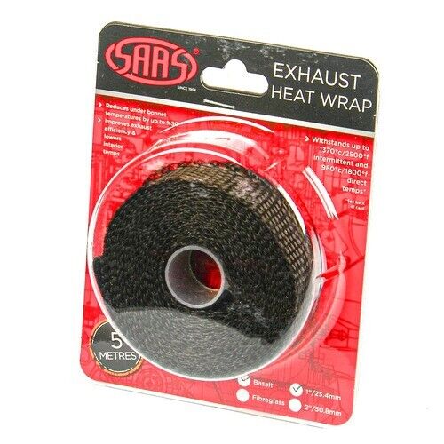 SAAS Exhaust Wrap Basalt Black 25mm/1 Inch x 5m