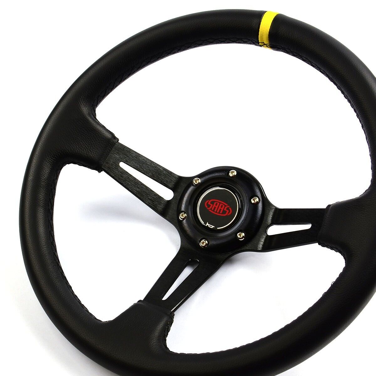 SAAS Leather Slotted Steering Wheel & Boss Kit For Ford Falcon AU 1998-2002