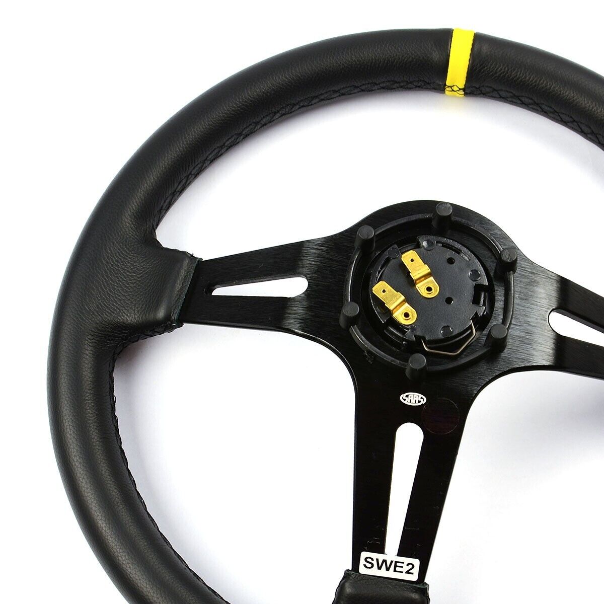 SAAS Leather Slotted Steering Wheel & Boss Kit For Ford Falcon AU 1998-2002