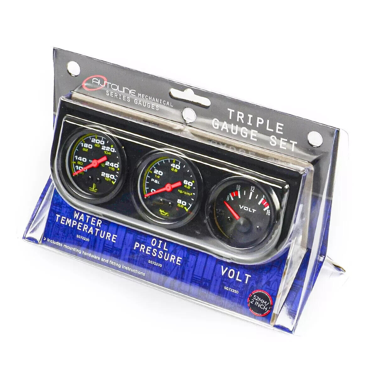 Genuine SAAS Triple Gauge Set Mech - Water Temp/Oil Press/Volt