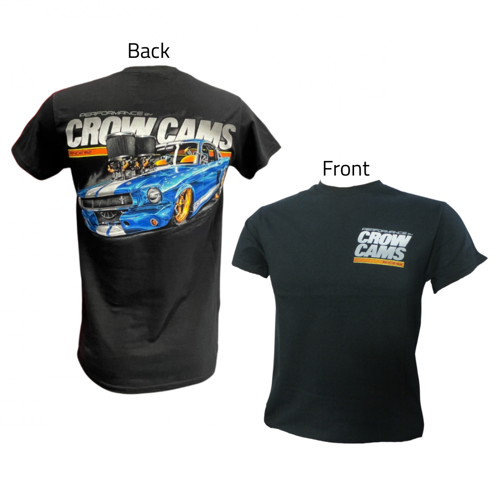 Crow Cams Black T-Shirt With Ford Mustang Artwork On Back Size: 2X LARGE0