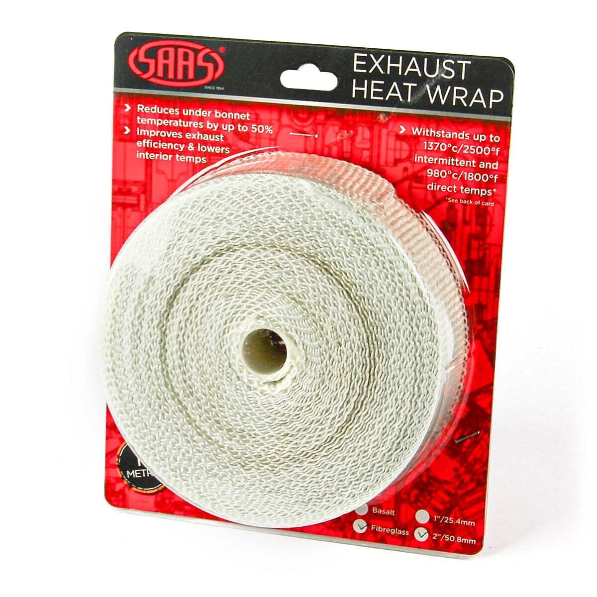 SAAS Exhaust Wrap Fibreglass 50mm/2 Inches X 15m