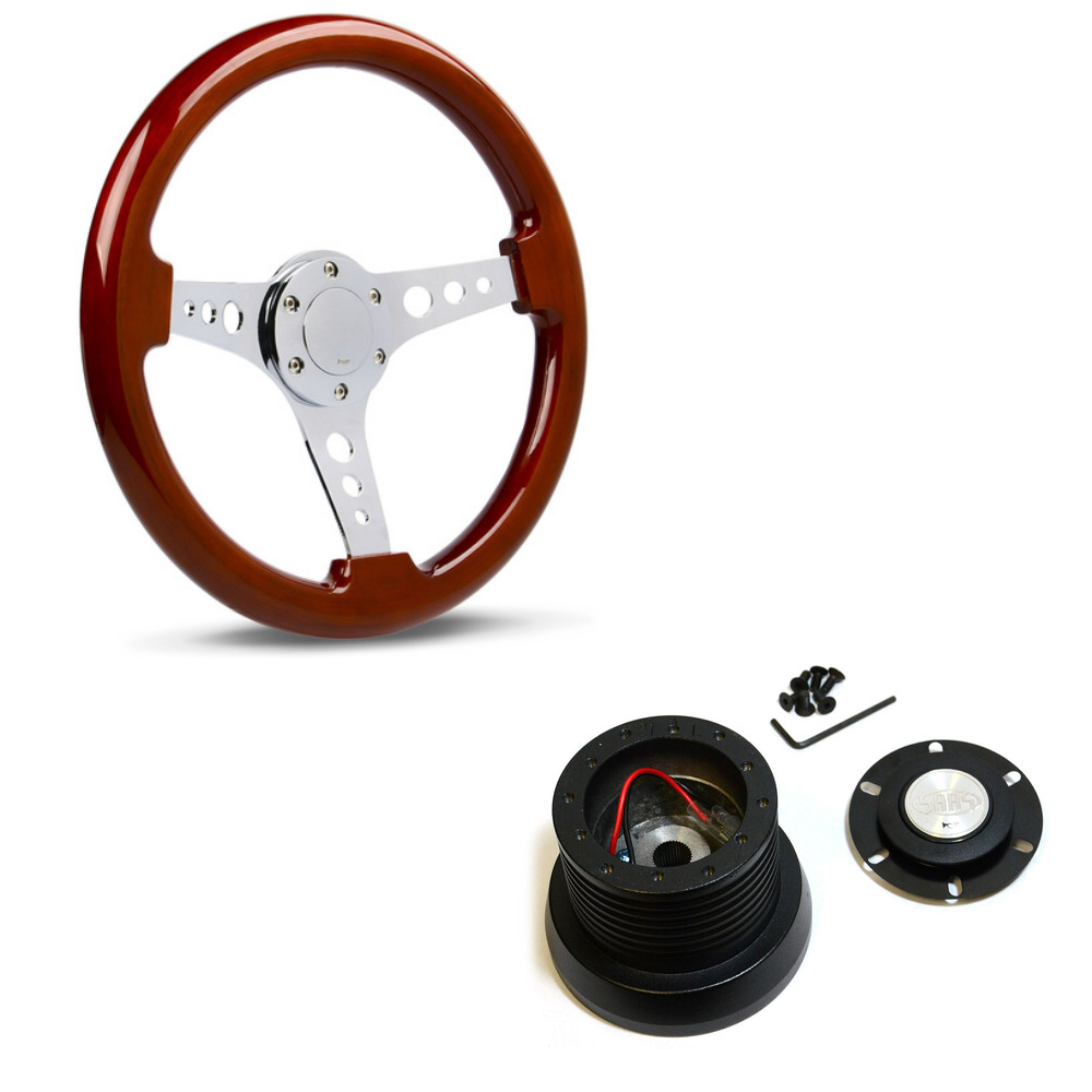 SAAS Wood Grain Classic 14" Steering Wheel & Boss Kit For Ford Falcon XM XP