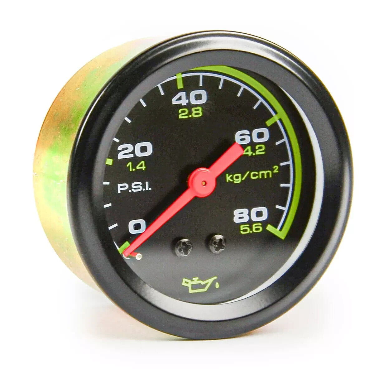 Genuine SAAS Oil Pressure Gauge Mech Black Autoline 0 to 80psi/5.6 kg cm