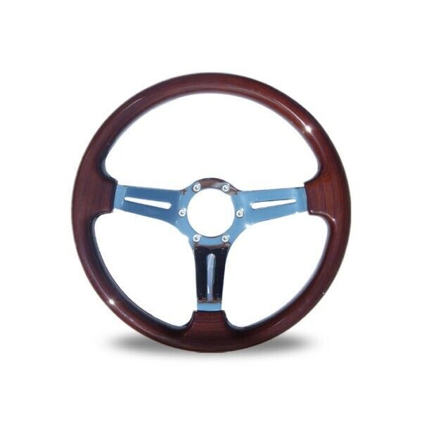 Autotecnica Steering Wheel Indy Woodgrain Polished Spoke 14" ADR Approved