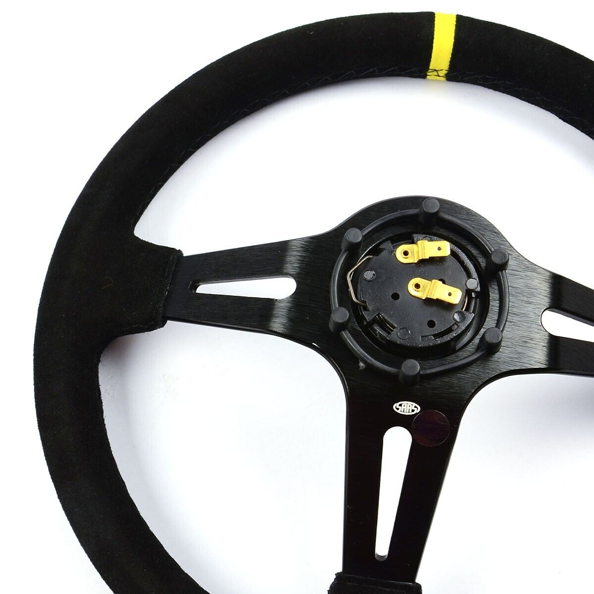 SAAS Suede Deep Dish Steering Wheel & Boss Kit For Ford Falcon AU 1998-2002