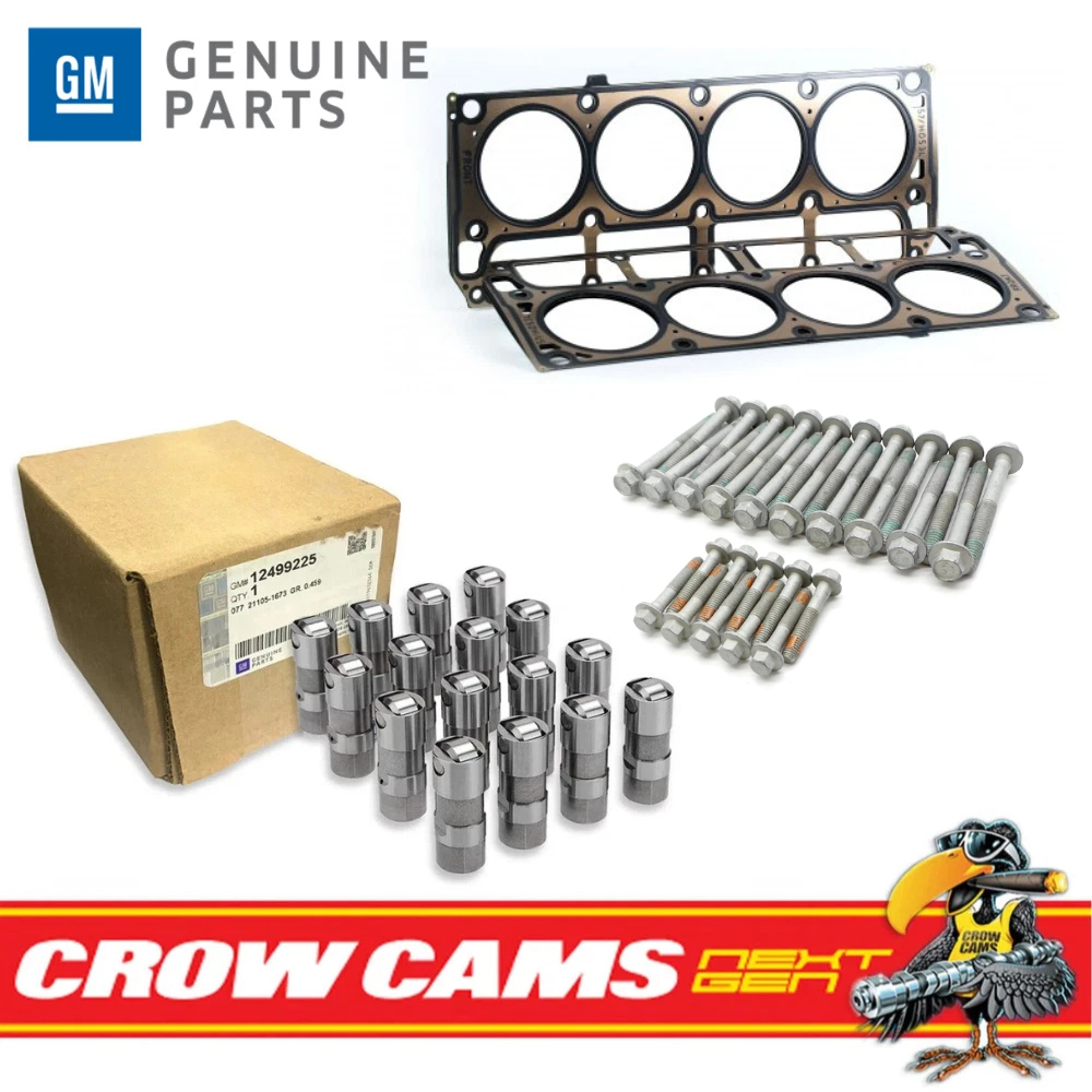 Genuine GM LS1 5.7L V8 Head Gaskets + Head Bolts (2 length) + LS7 Lifters Kit0