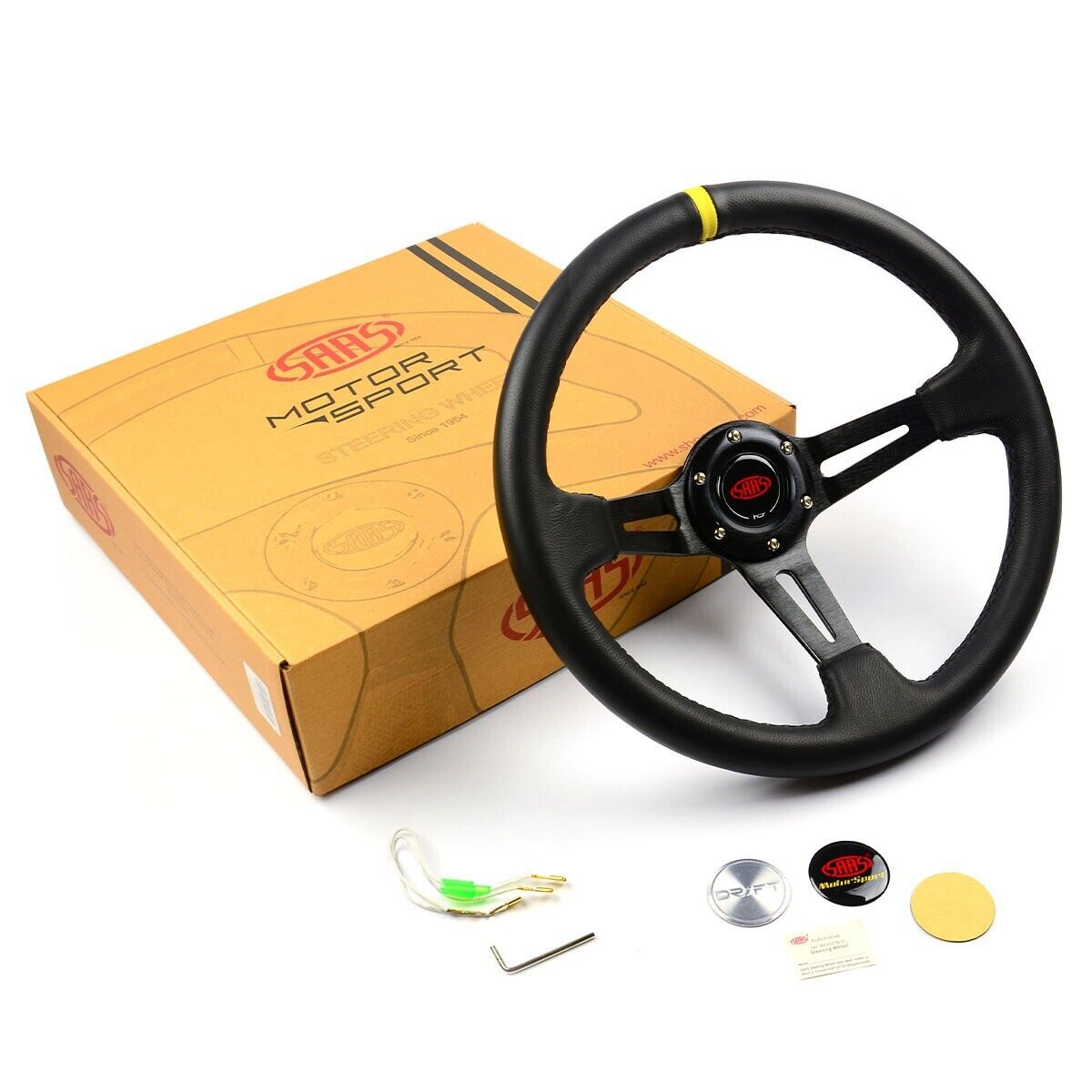 SAAS Leather Slotted Steering Wheel & Boss Kit For Ford Falcon AU 1998-2002