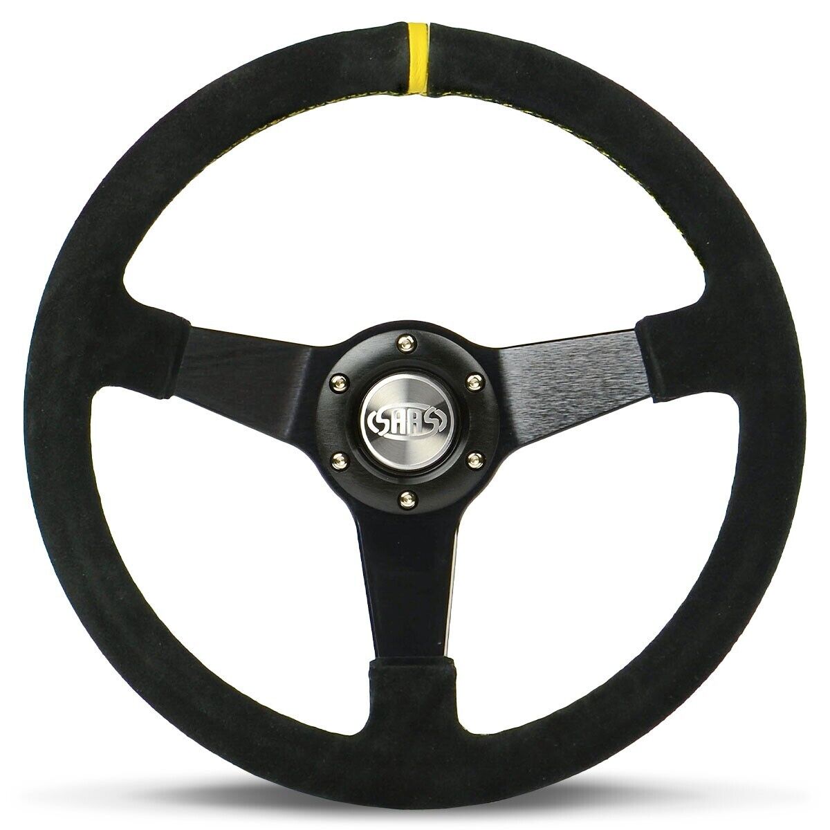 SAAS Drifter Suede Yellow Steering Wheel & Boss Kit For Ford Falcon AU 1998-2002