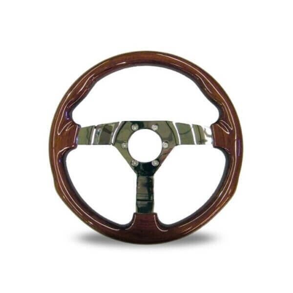 Autotecnica Steering Wheel Raceway Wood grain Polished Spoke 14" ADR