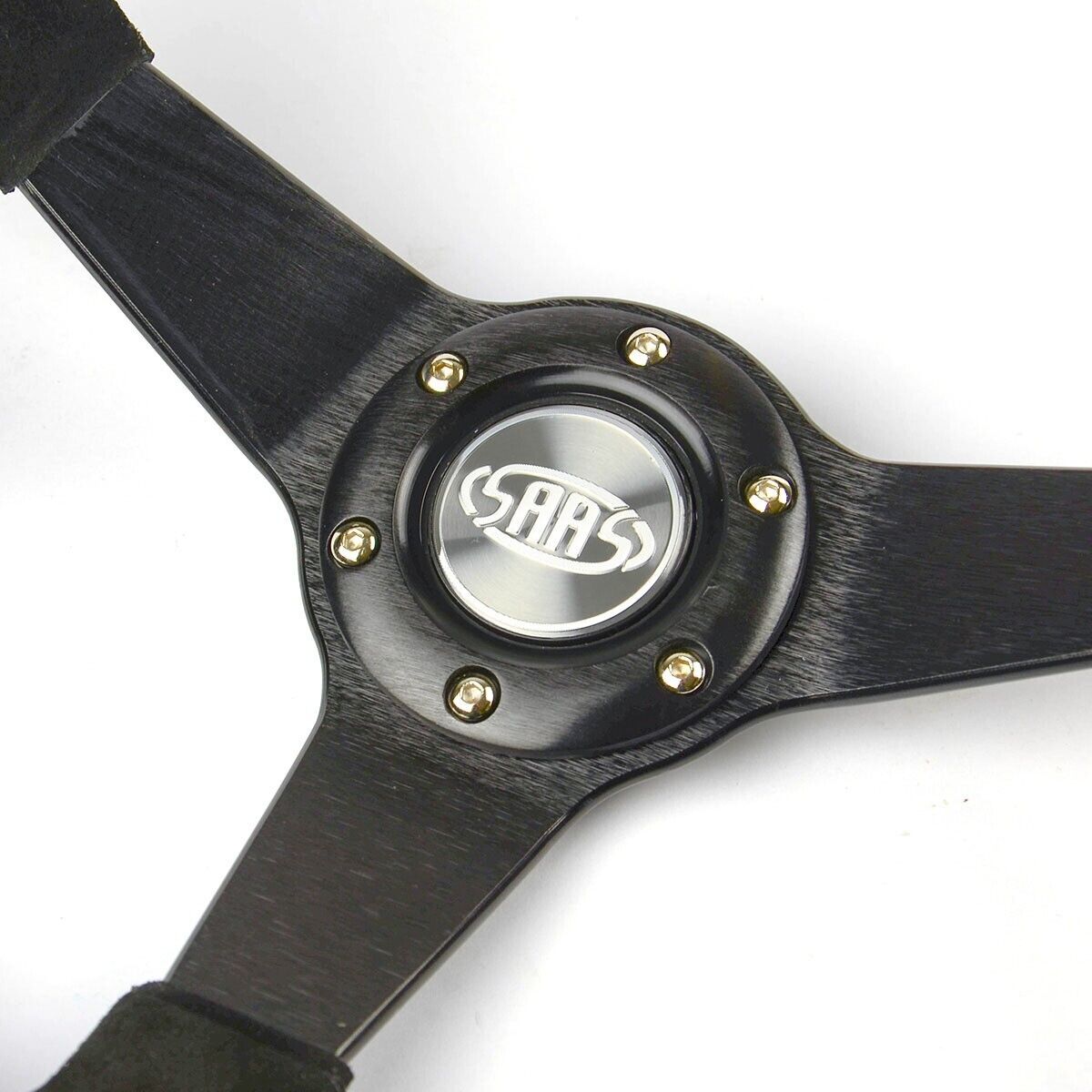 SAAS Steering Wheel Suede 350mm ADR Drifter Yellow Stitch