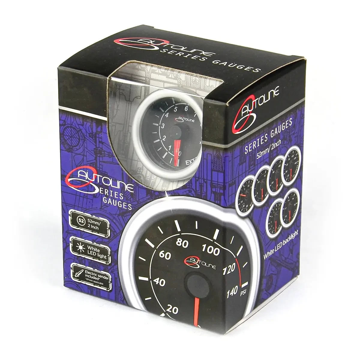 SAAS Exhaust Temp Gauge 0°-900° 52mm Autoline Series Black 12V SG712403