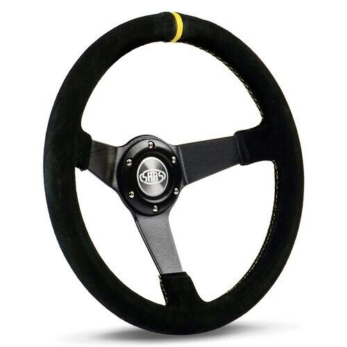 SAAS Steering Wheel Suede 350mm ADR Drifter Yellow Stitch