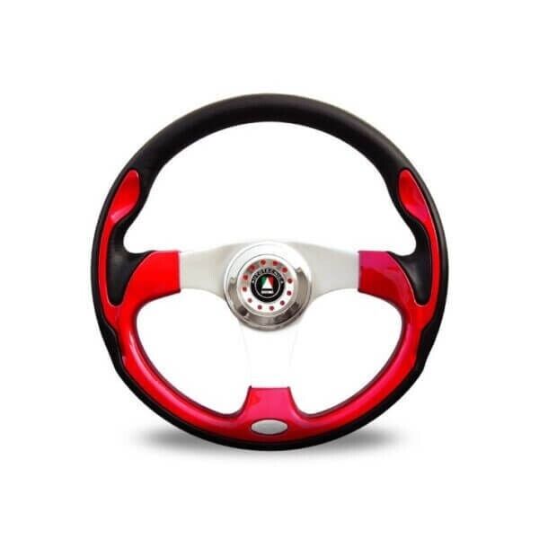 Autotecnica Steering Wheel Monza Poly With Coloured Inserts Black Red Blue 14"