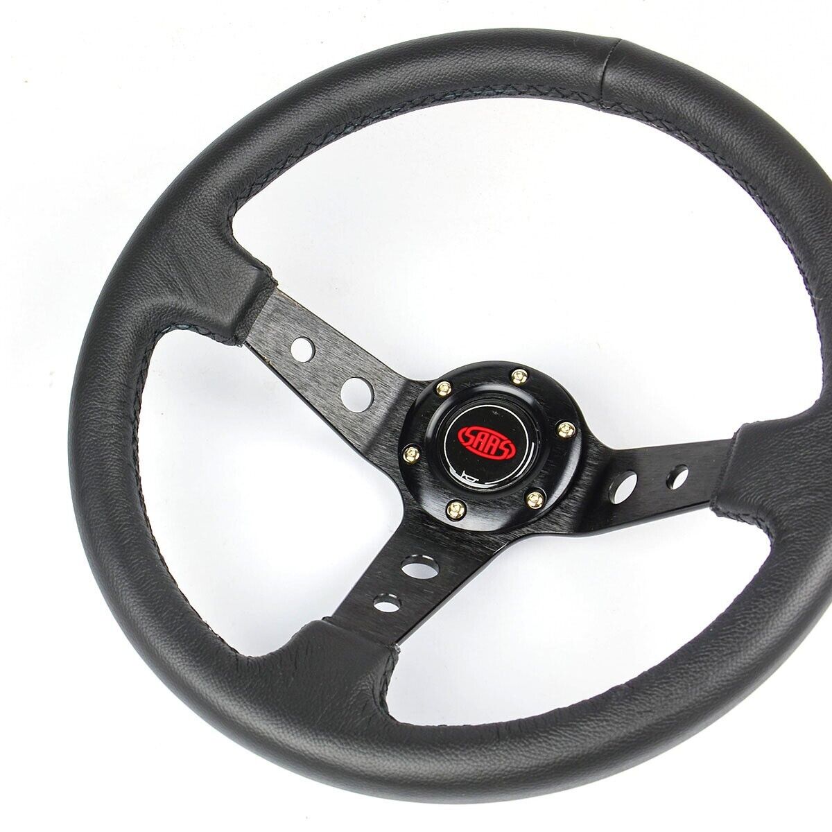 SAAS GT Leather Deep Dish Steering Wheel & Boss Kit For Ford Falcon AU 1998-2002