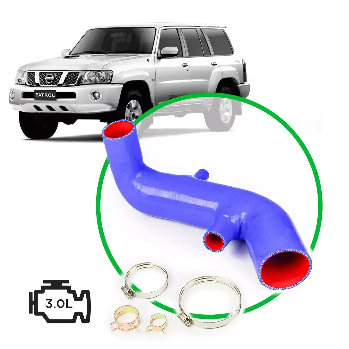 SAAS Silicone Intake Upgrade Kit Blue For Nissan Patrol ZD30 2000-20160