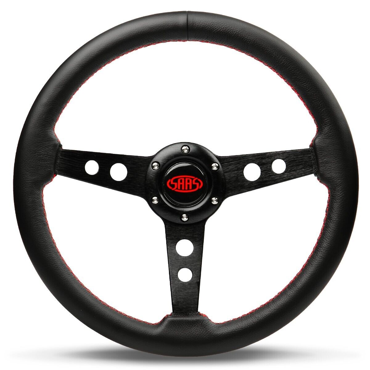 SAAS Steering Wheel Leather 14" ADR Retro Black Spoke