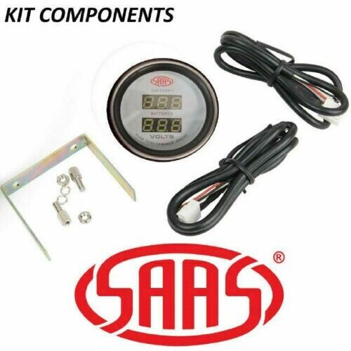 SAAS Muscle Dual Battery Volts Gauge White 4 Colours for 4WD Landcruiser Hilux