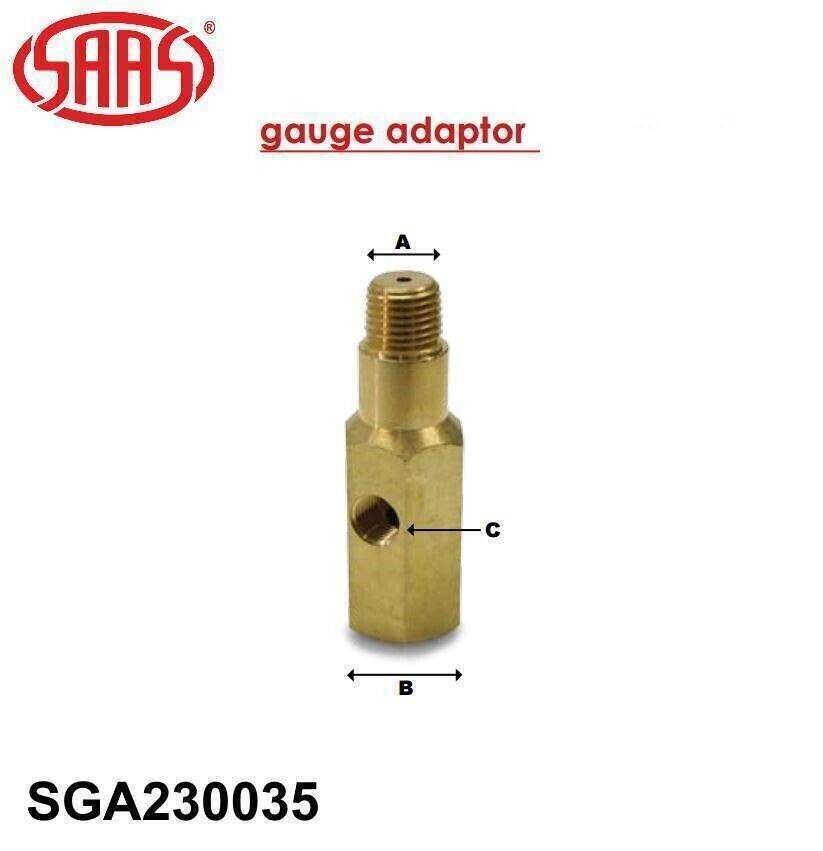 SAAS Adaptor SGA230035 Oil Pressure Gauge M14x1.5 Brass TPiece Sender VZ V6