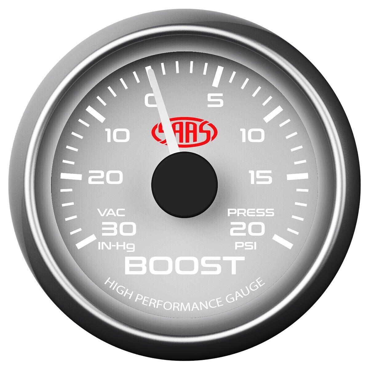 SAAS Turbo Boost Gauge Boost Controller 52mm 2in & -30hg > 20PSI White Petrol