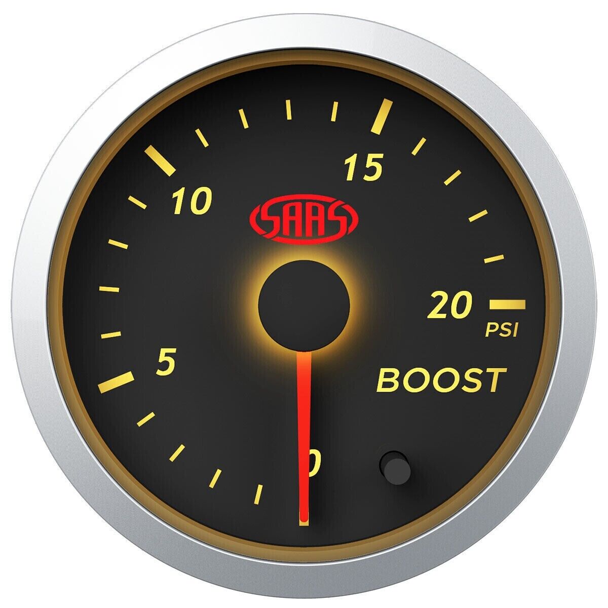 SAAS Boost 2in 52mm 0>20 PSI Streetline Series Gauge Black Face 7 Colour Diesel