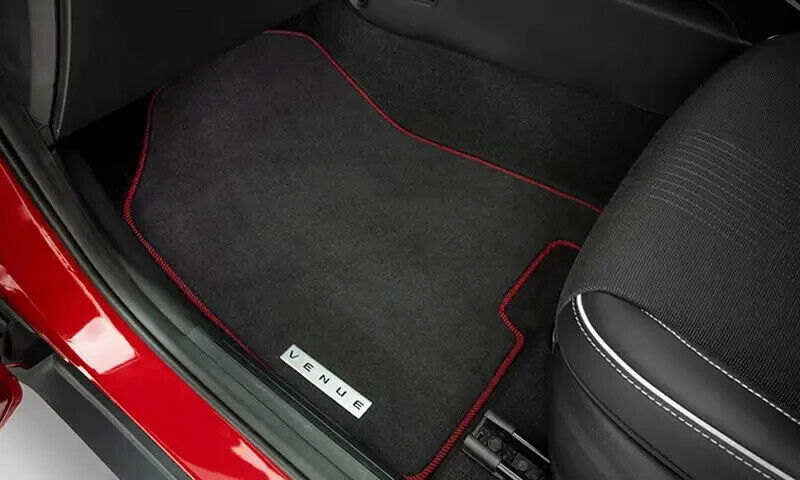 Genuine Hyundai Venue QX Series Red Edge Tailored Carpet Floor Mat Set 2019-2023