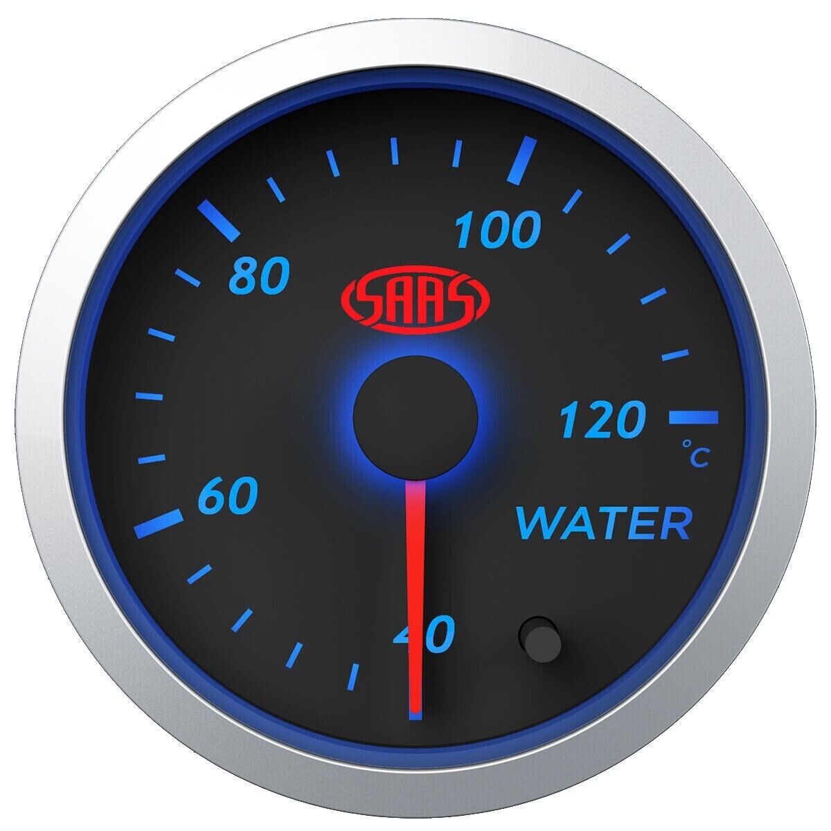 SAAS Streetline Series Water Temp 40>120 Deg C 52mm Gauge Black Face 7 Colour