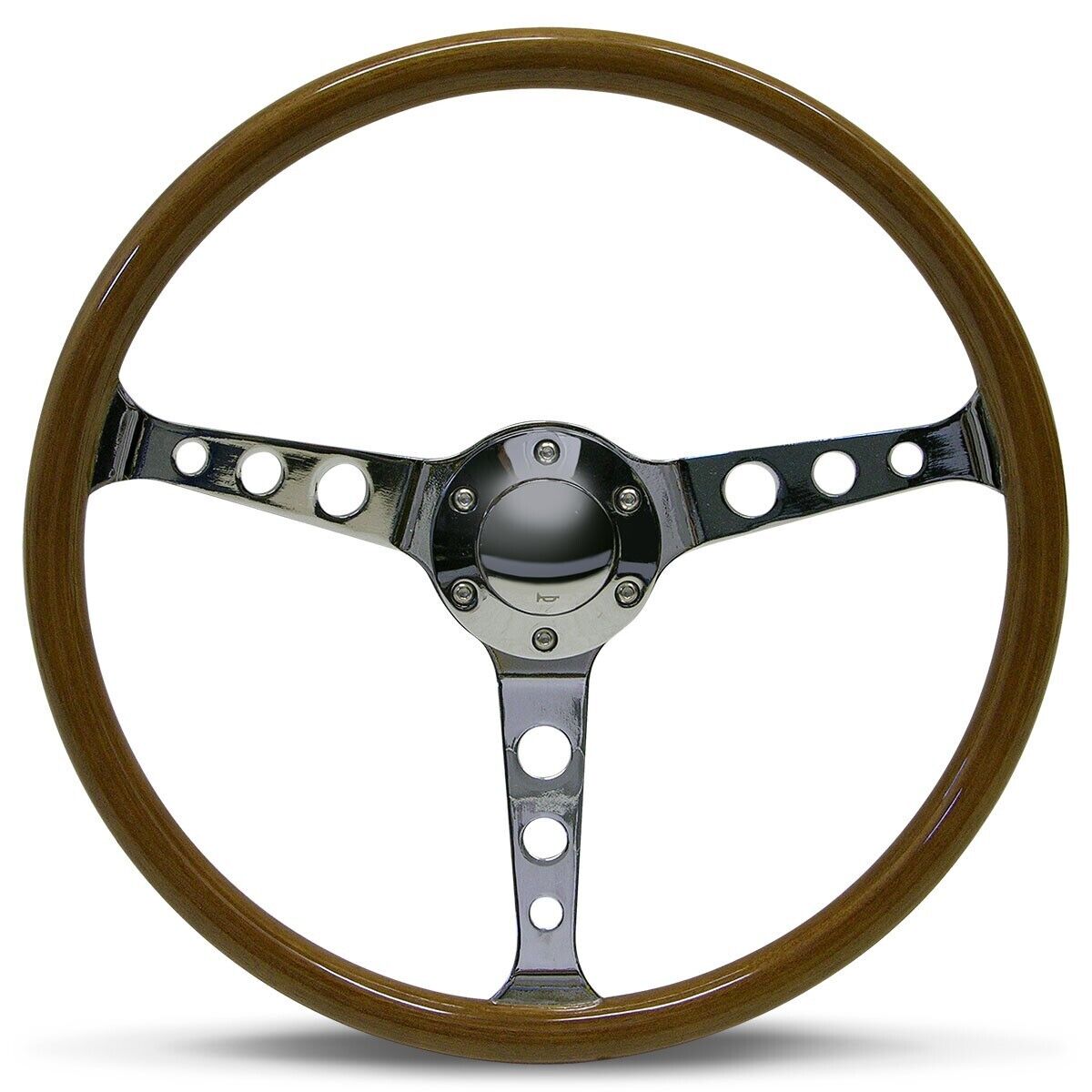 SAAS Steering Wheel Wood 15" ADR Classic Chrome With Holes