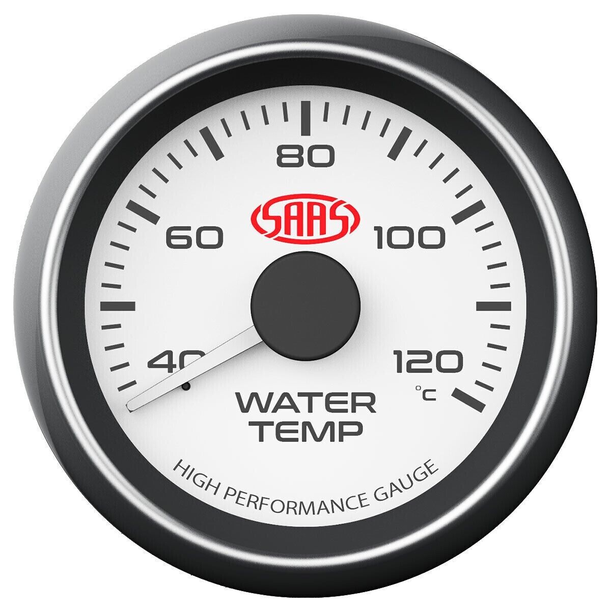 SAAS Performance Water Temp 40 > 120 Deg C 52mm Analog Gauge White Face 4 Colour