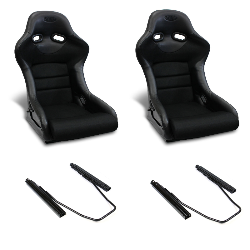 SAAS Seat (2) Fixed Back Rallyepro Black Includes L Bracket & Silders